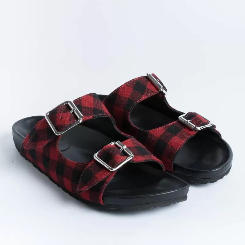 Women Anna F. Low Sandals*Anna F - Flat Sandals - 3374 - Red Check