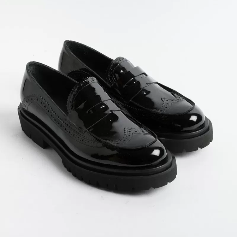 Women Anna F. Loafers*Anna F - Moccasin - 1498 - Patent - Black