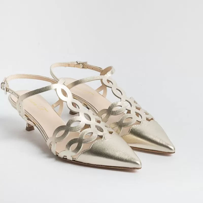 Women Anna F. Ceremony - Shoes And Clutches* - Sling Back - 1483 - Platinum Laminate