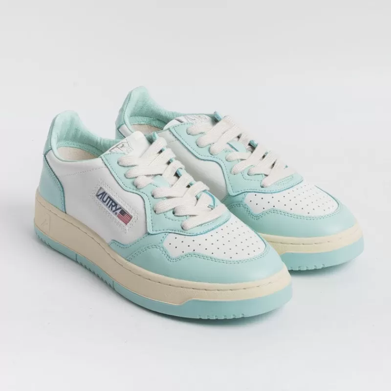 Women AUTRY - Collezione donna Sneakers*Autry - Aulw Wb20 - Sneakers Low Wom Leat - White / Turquoise
