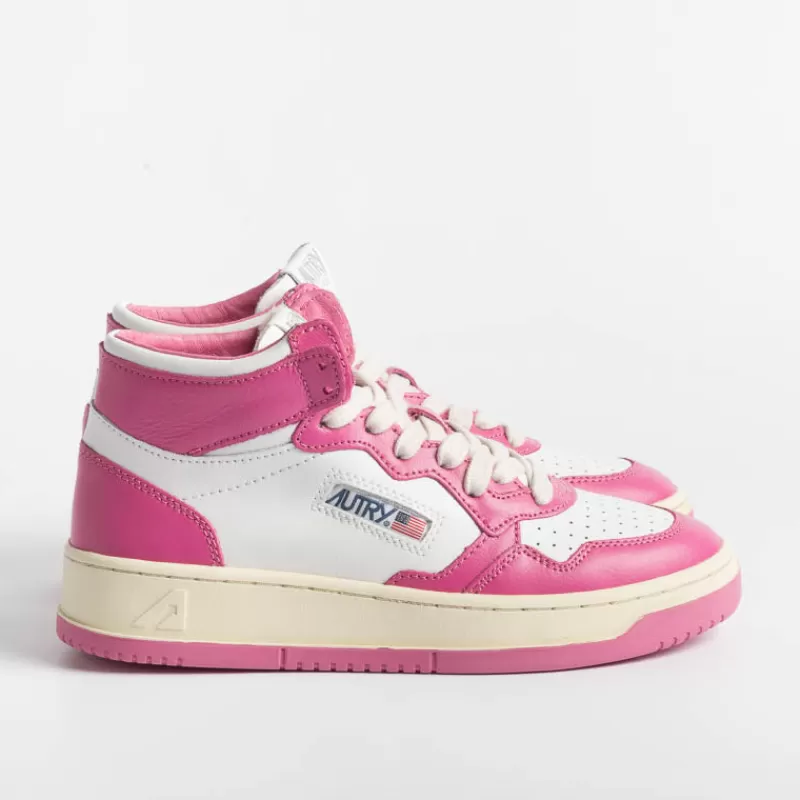 Women AUTRY - Collezione donna Sneakers*Autry - Aumw Wb14 - Sneakers Mid Wom Leat - Pink Bubble