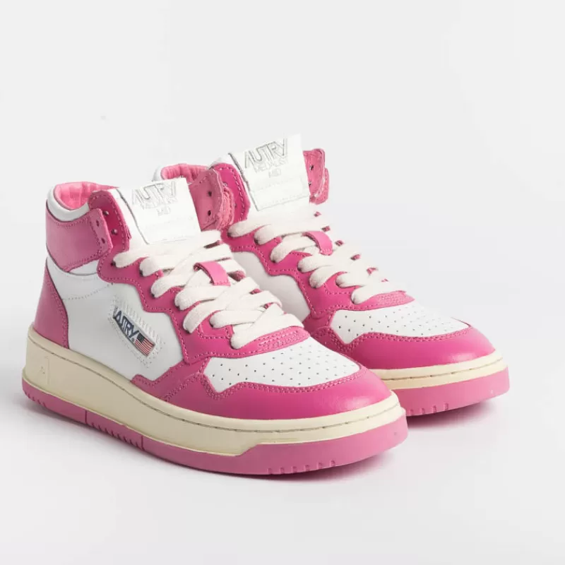 Women AUTRY - Collezione donna Sneakers*Autry - Aumw Wb14 - Sneakers Mid Wom Leat - Pink Bubble