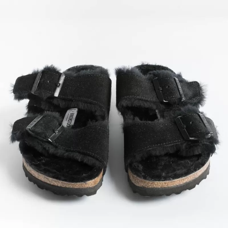 Women BIRKENSTOCK Low Sandals* - Flat Sandals 0752663 - Arizona Fur - Black