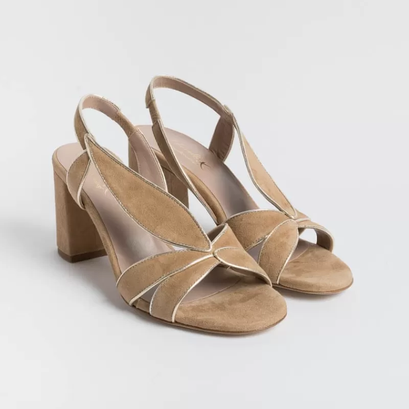 Women CHEVILLE Sandals With Heel* - Sandals With Heels - Ines - Gold Leather