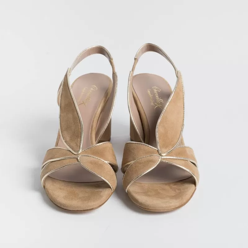 Women CHEVILLE Sandals With Heel* - Sandals With Heels - Ines - Gold Leather