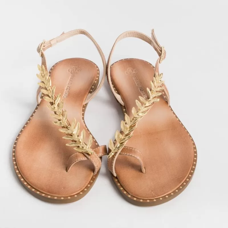 Women MAKIS KOTRIS Flip-Flops Sandals* - Flat Thong Sandals K870 - Natural
