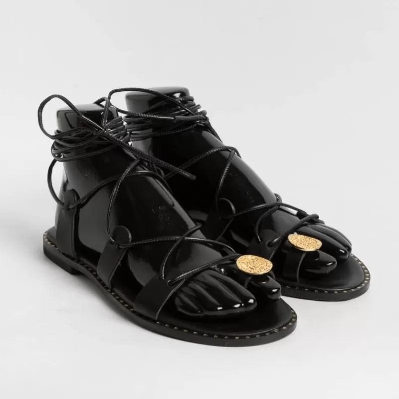 Women MAKIS KOTRIS Flip-Flops Sandals* - Low Thong Sandals 04-306 - Black