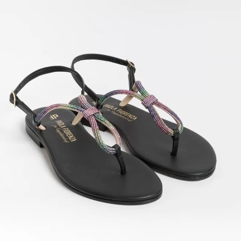 Women PAOLA FIORENZA Flip-Flops Sandals* - Flat Thong Sandals - Ss2336 - Black