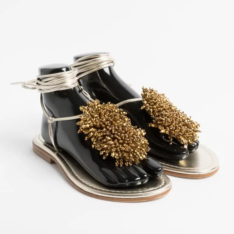 Women PAOLA FIORENZA Flip-Flops Sandals* - Flat Thong Sandals - Ss2346 Gold