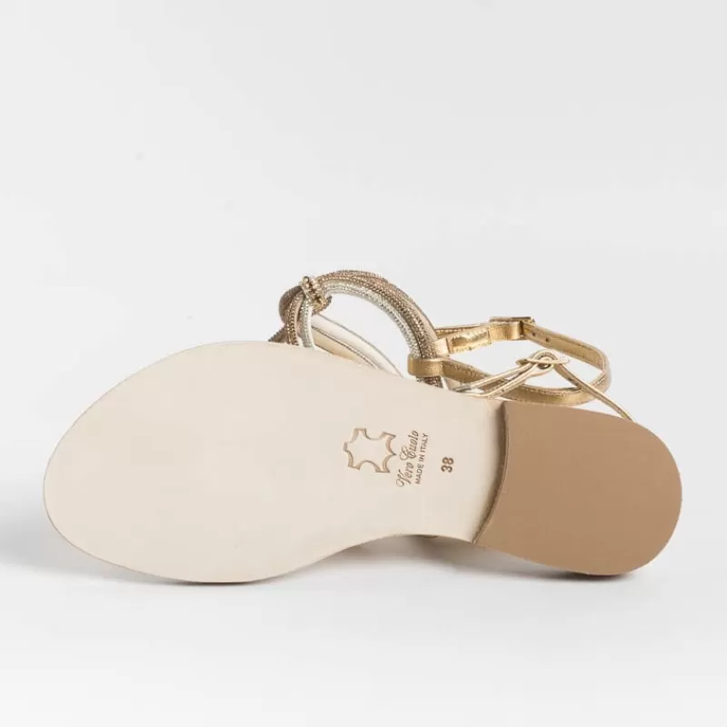 Women PAOLA FIORENZA Flip-Flops Sandals* - Flat Thong Sandals - Ss2353 - Amber Crystal Platinum
