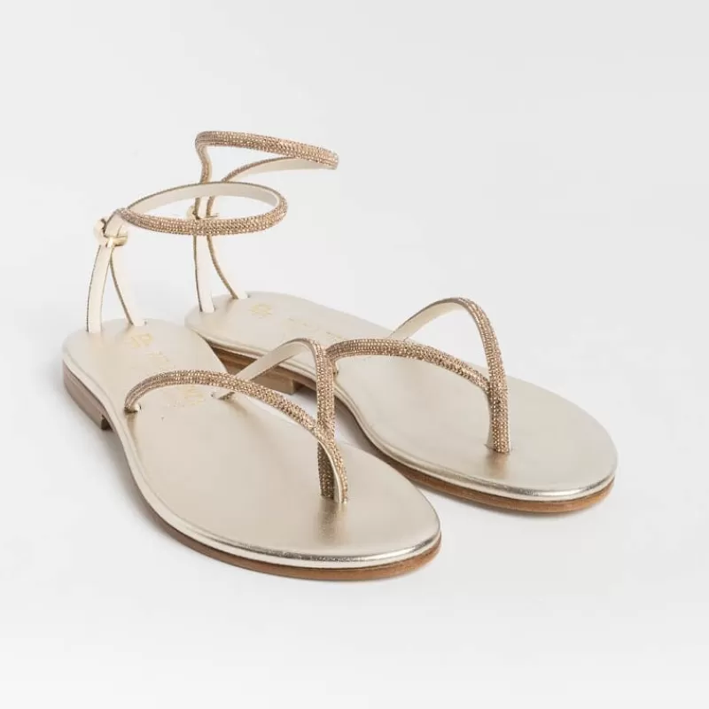 Women PAOLA FIORENZA Flip-Flops Sandals* - Flat Thong Sandals Fd03 - Amber Platinum