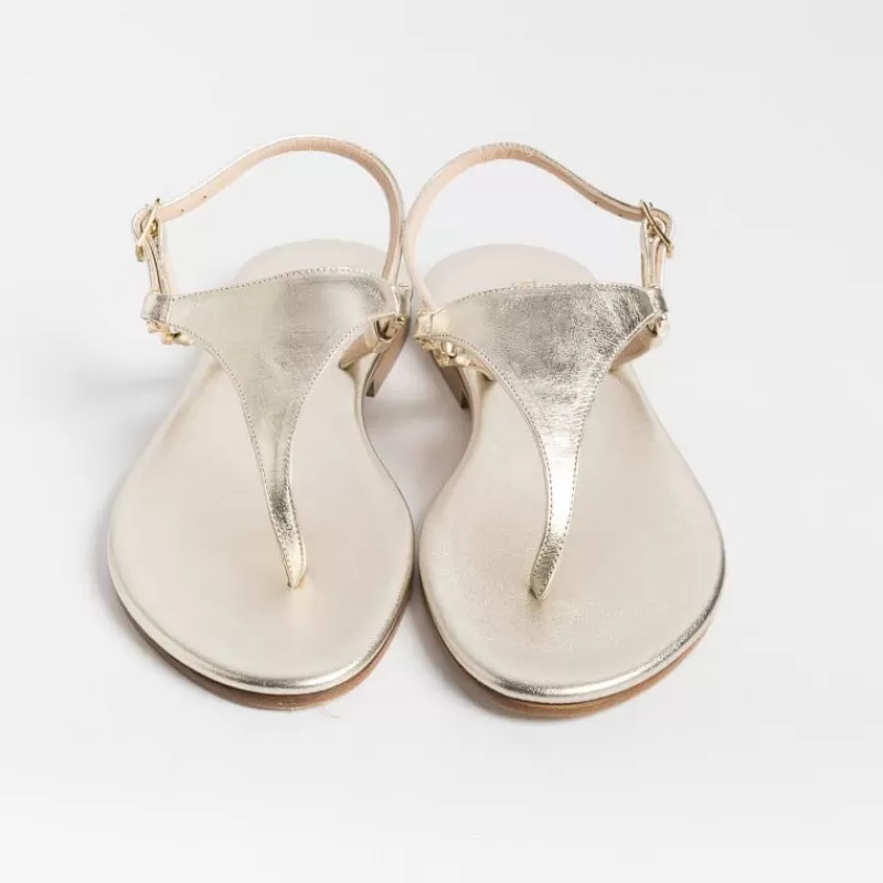 Women PAOLA FIORENZA Low Sandals* - Triangle Flat Thong Sandals - Platinum
